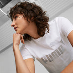 Puma essentials+ metallic logo tee in purple - Model Shot 03
