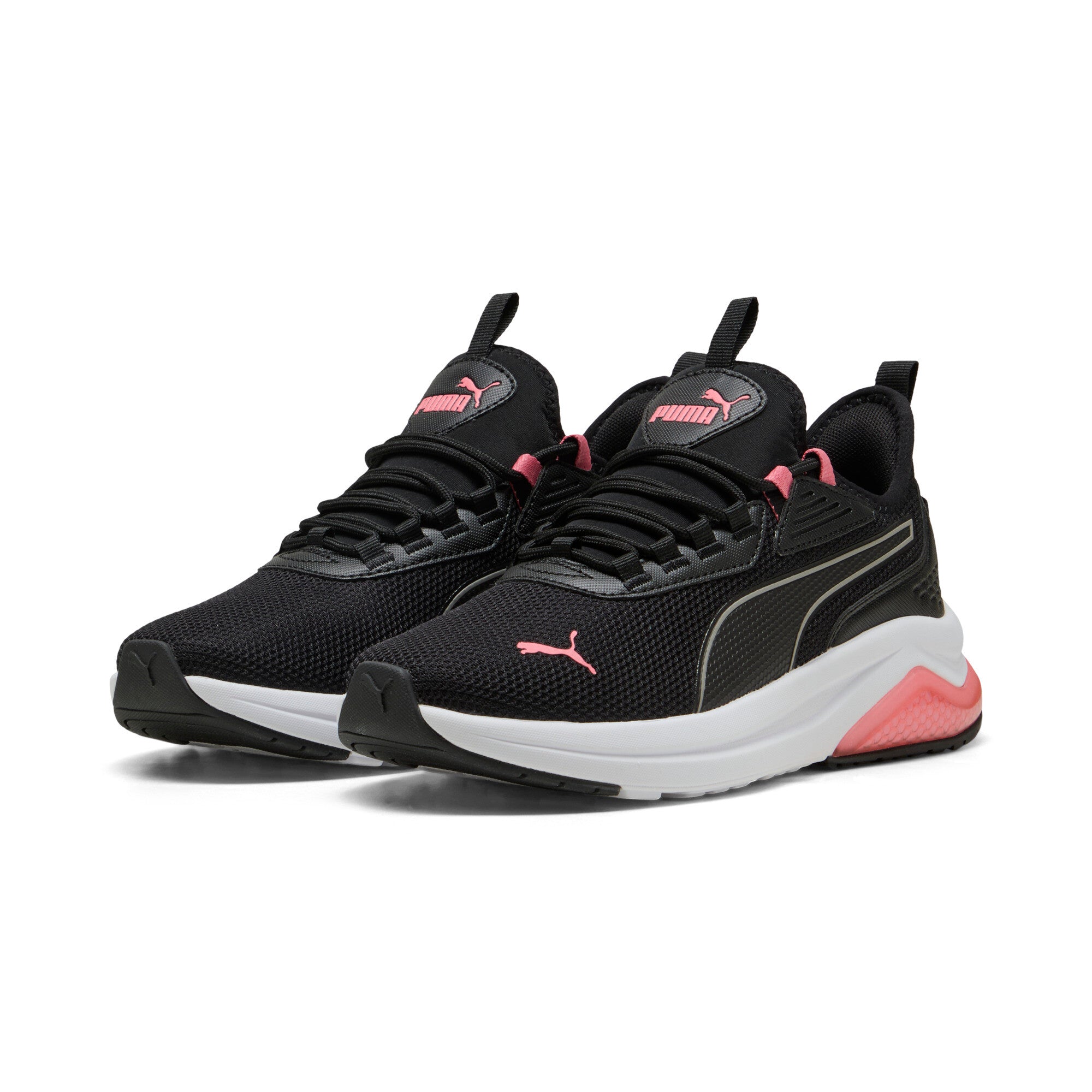 Puma amplifier sneakers in black and passionfruit - Front View