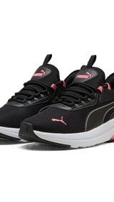 Puma amplifier sneakers in black and passionfruit - Front View
