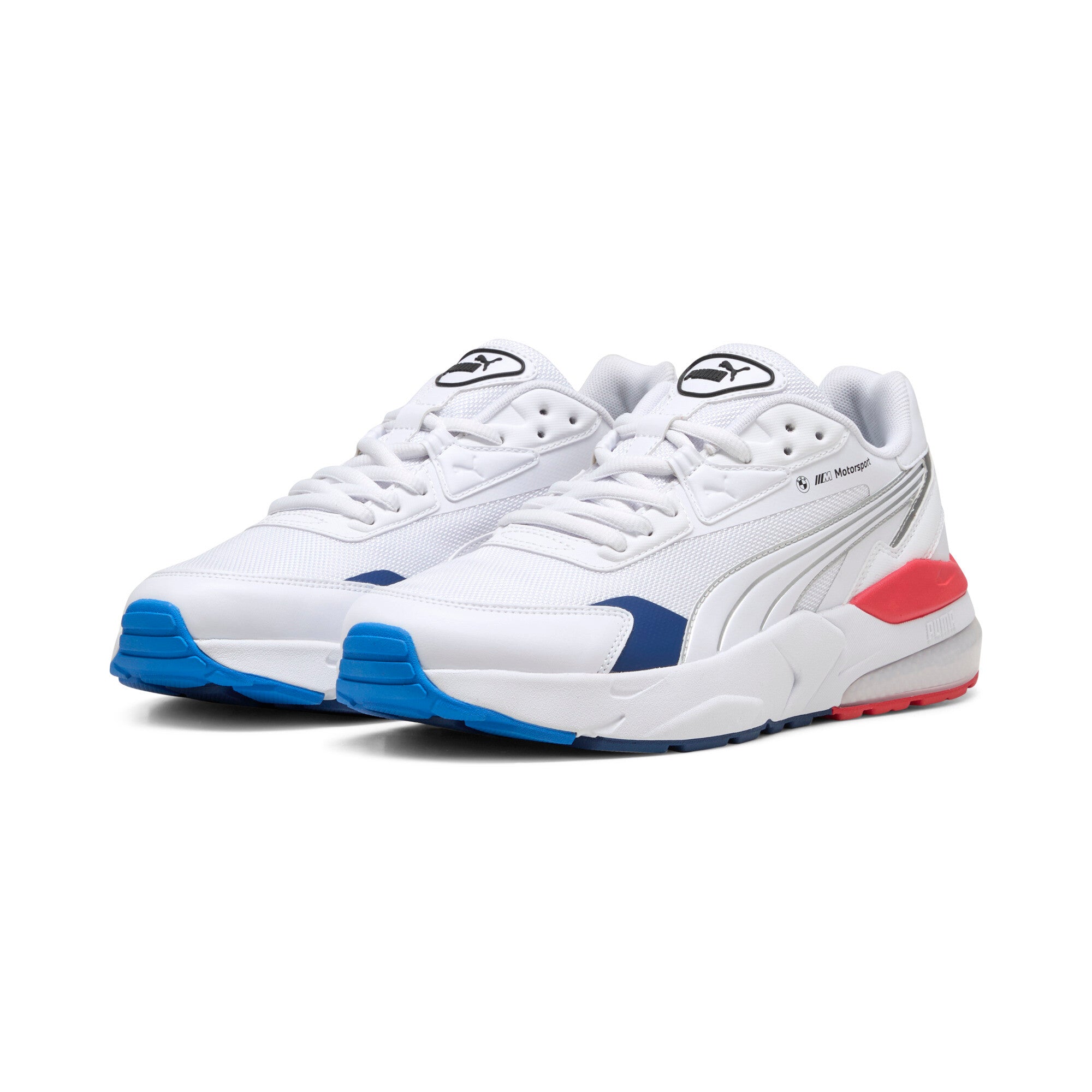 Puma BMW M motorsport vis2k in white and cool cobalt - Front View