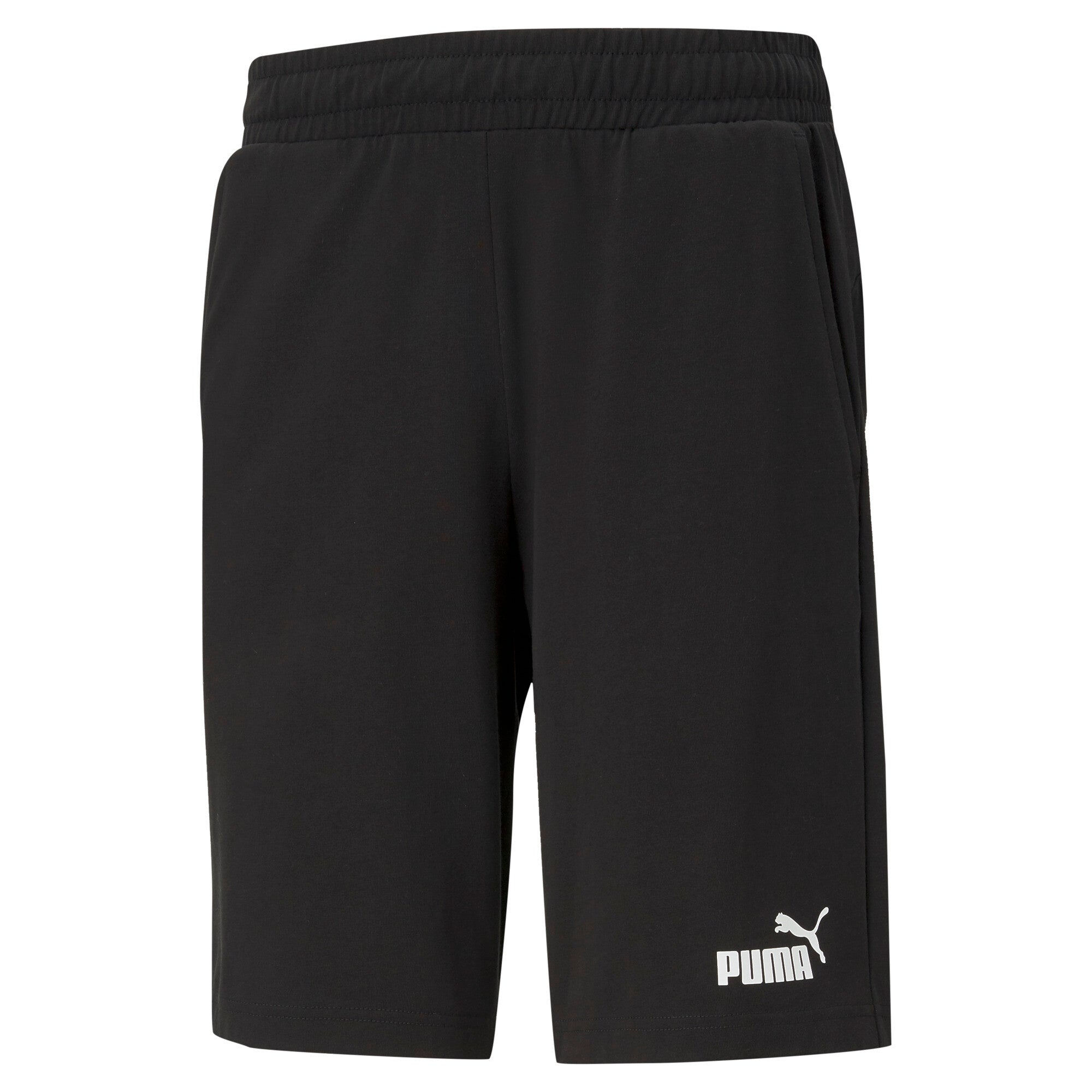 Puma essentials jersey shorts in black - Front View