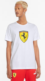 Puma scuderia ferrari race bold colour shield men's tee in white - Model Shot 01