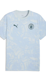 PUMA manchester city ftblculture printed tee men in sea glass — front view