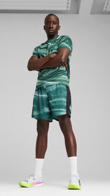 Puma VELOCITY all-over print 7" running shorts in green moon - Model Shot 03
