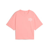 Puma class relaxed crop tee in pink fruit - Front View