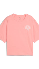 Puma class relaxed crop tee in pink fruit - Front View