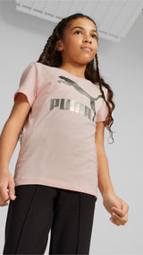 Puma classics logo tee youth in pink - Model Shot 01