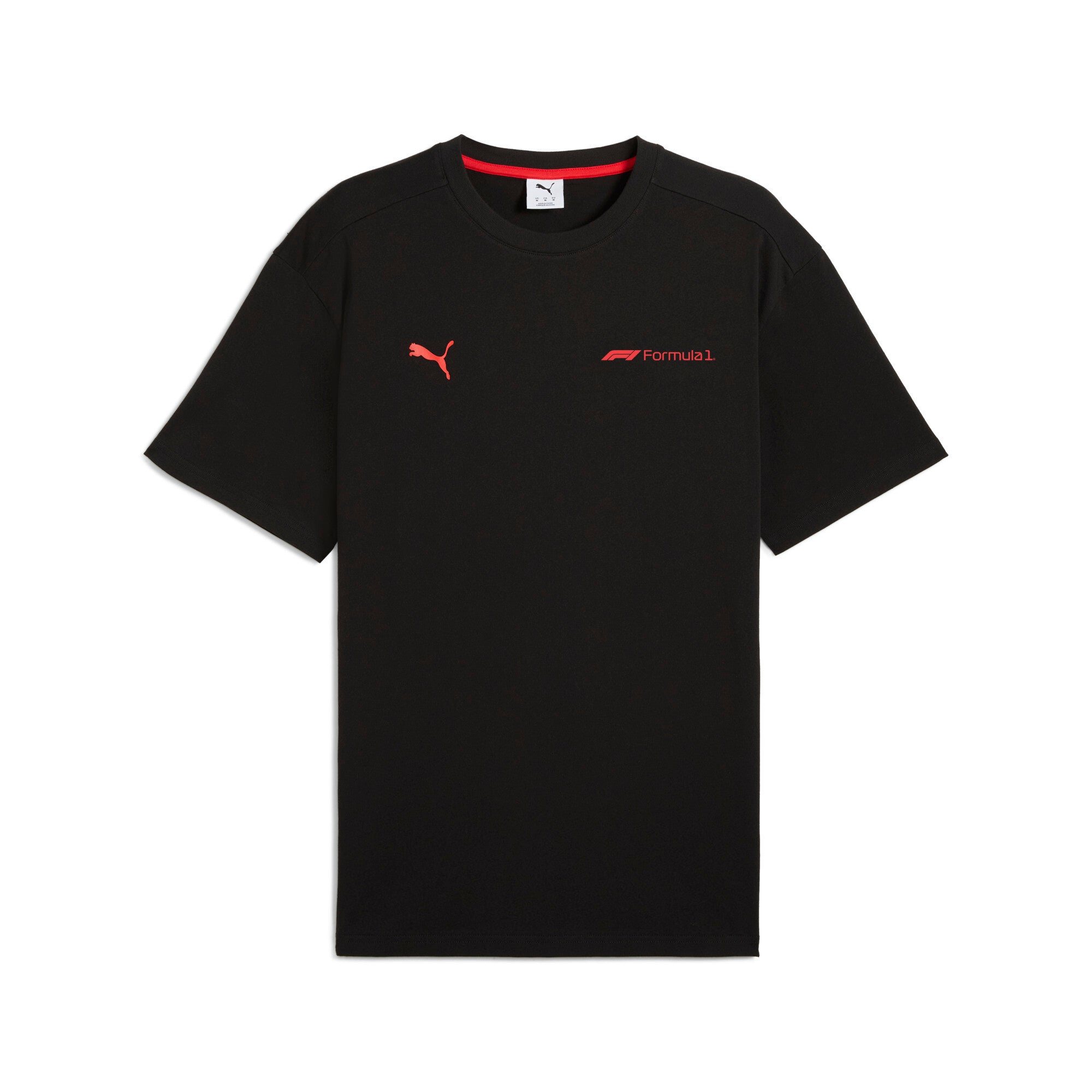 Puma F1® ESS+ relaxed graphic tee in black - Front View