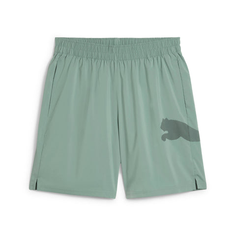 PUMA train all day essentials big logo 7" woven short in green moon