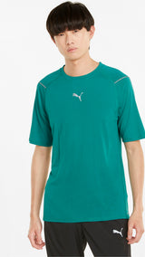Puma wool short sleeve men's running tee in green - Model Shot 01