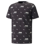 Puma essentials+ logo power printed tee men in black - Front View