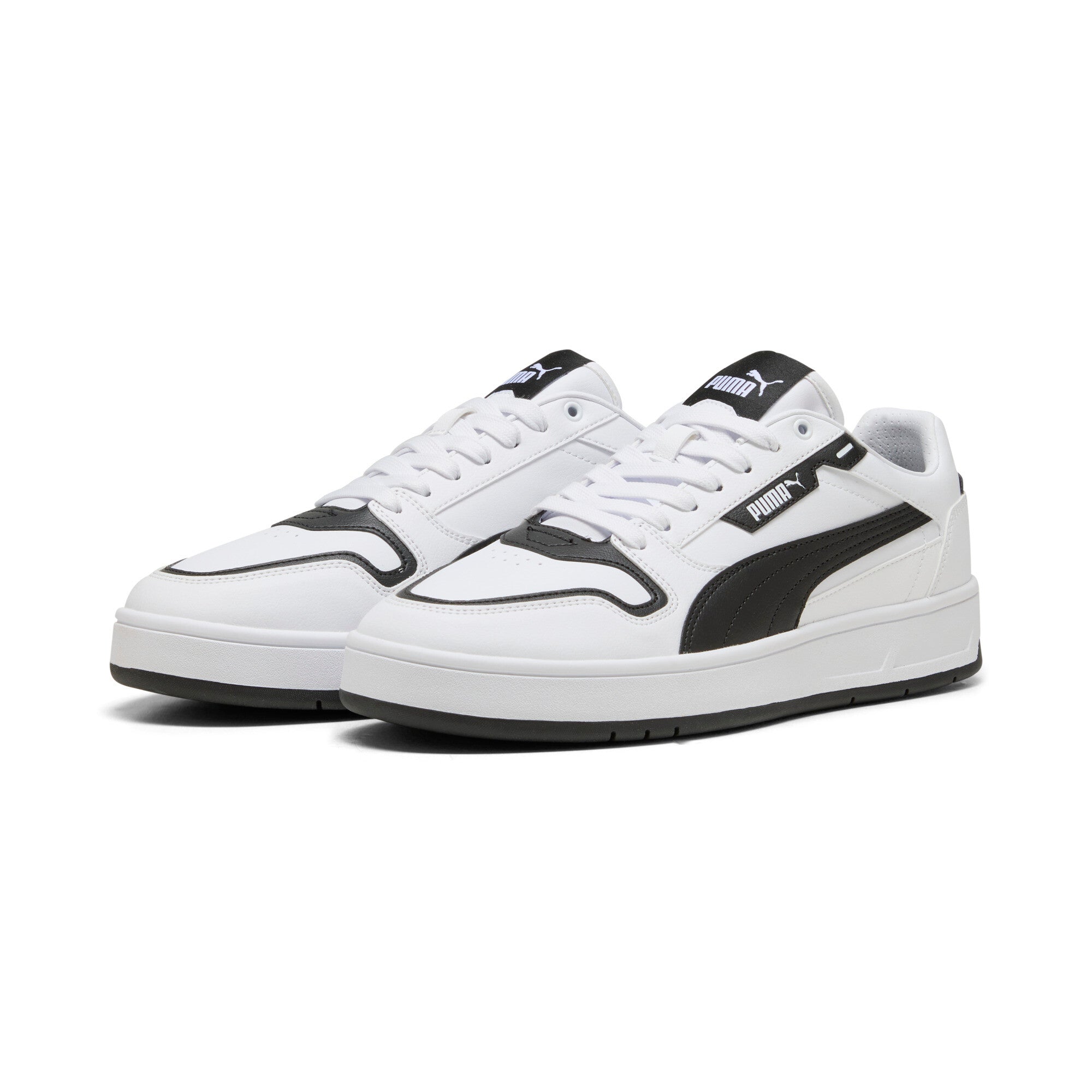 Puma court classic street sneakers in white and black - Front View