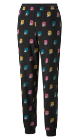 Puma brand love printed sweatpants in black - Front View