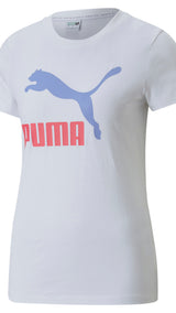 Puma classics logo women's tee in white - Front View