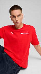 Puma F1® ESS+ relaxed graphic tee in black - Model Shot 01