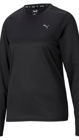 Puma favourite long sleeve women's running tee in black - Front View
