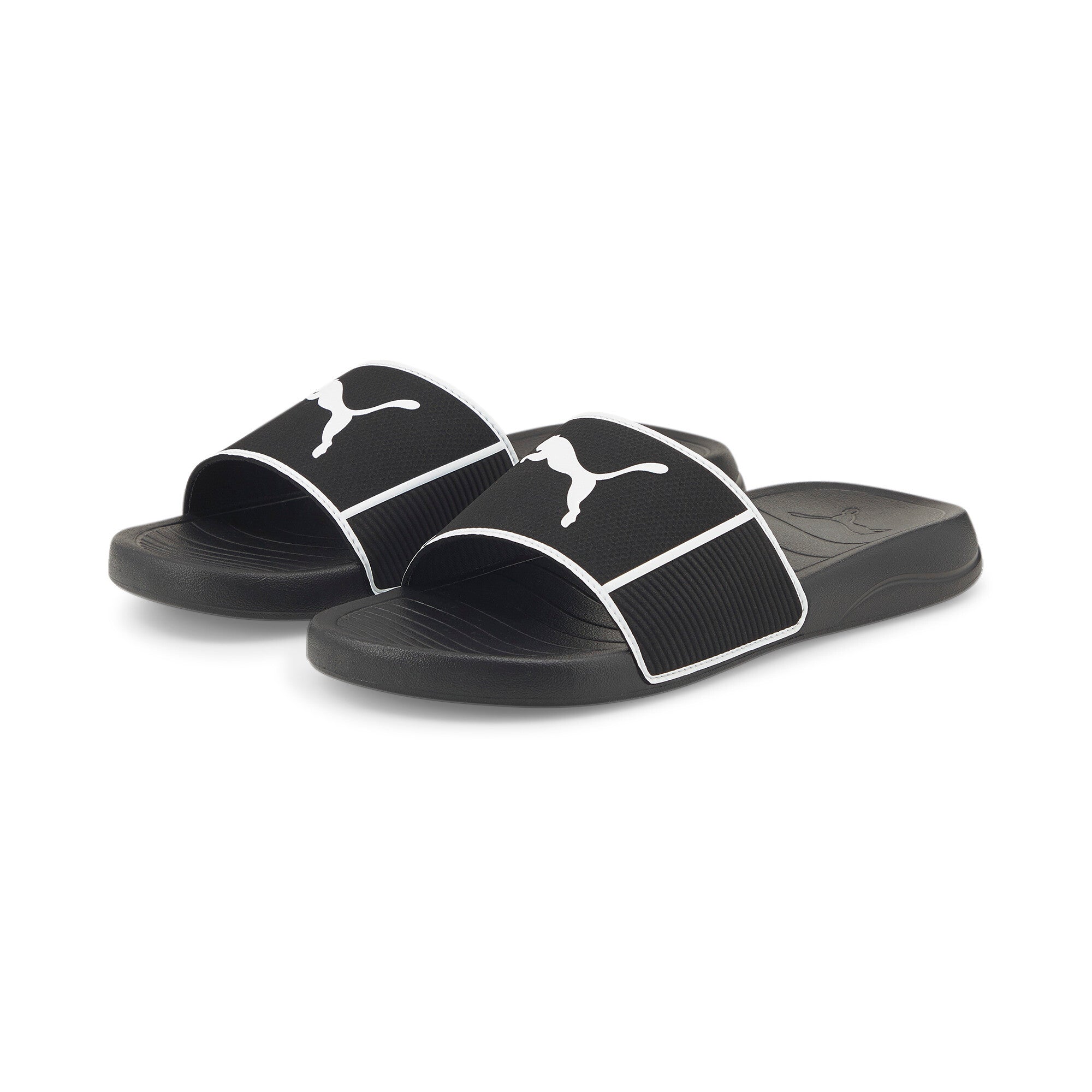 Puma popcat 20 shower sandals in black - Front View