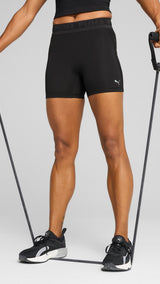 Puma lace high-waisted 5" short tights in black - Model Shot 01
