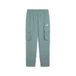 Puma essentials small no. 1 logo woven cargo pants in green moon - Front View