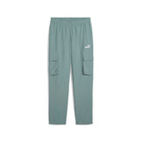 Puma essentials small no. 1 logo woven cargo pants in green moon - Front View