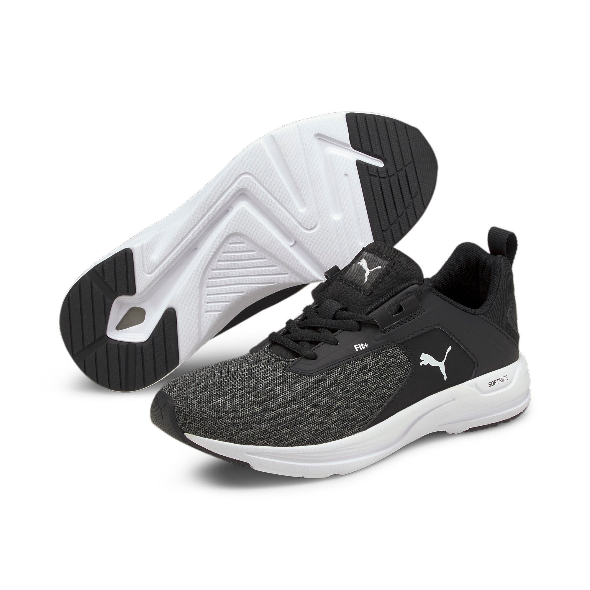 Puma comet 2 alt youth trainers in black - Front View