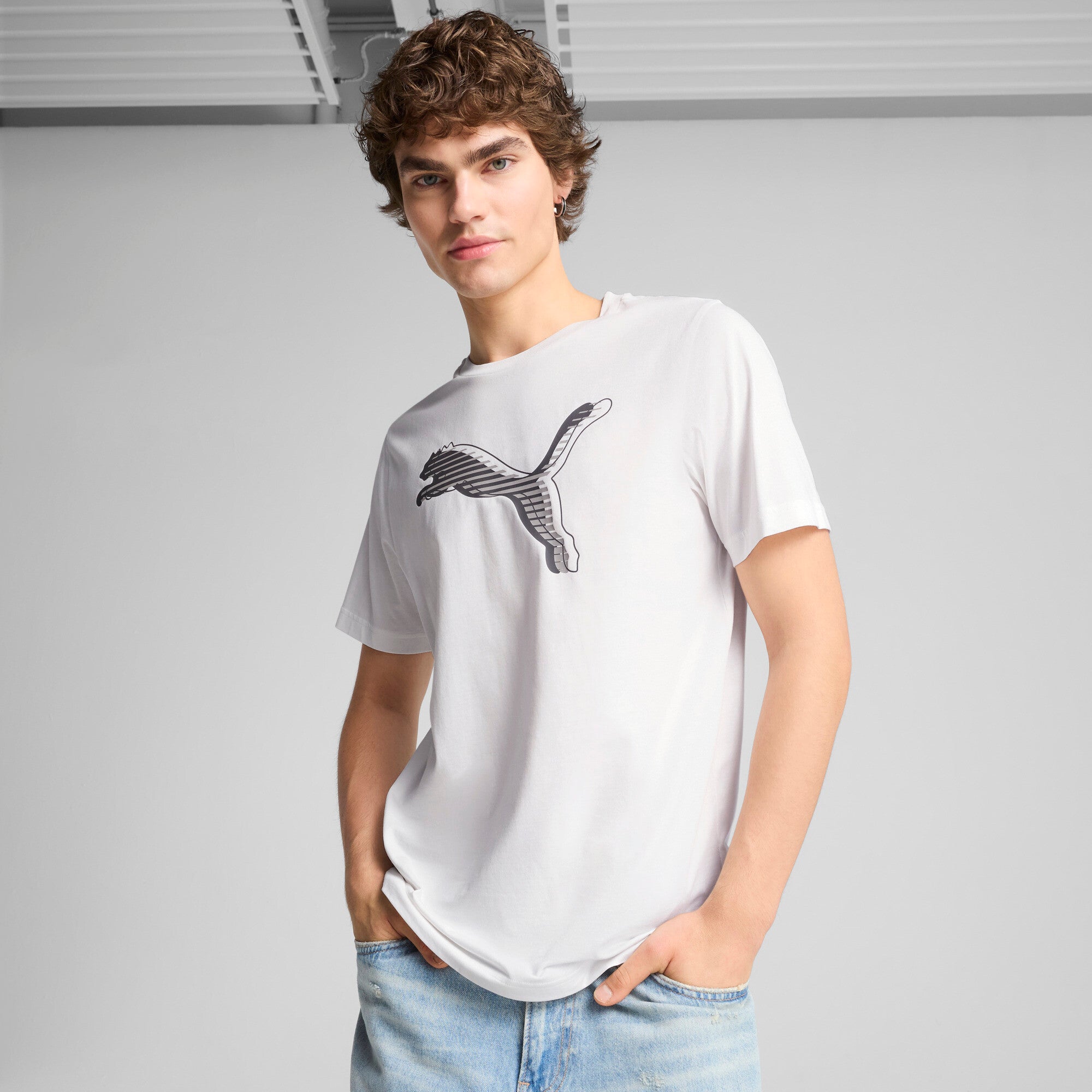Puma graphics cat logo tee in white - Model Shot 01