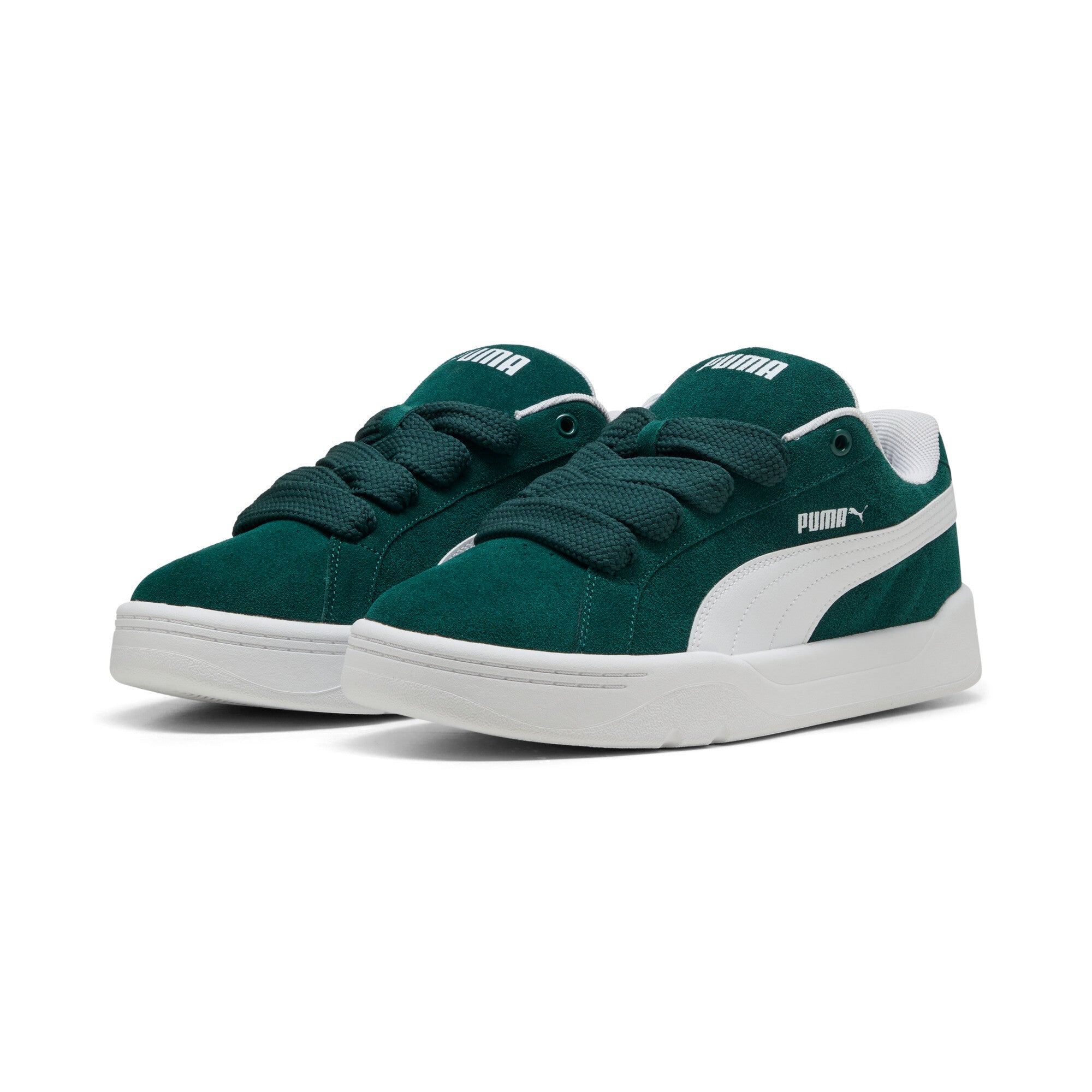 Puma park lifestyle easy suede sneakers in dark myrtle and white - Front View