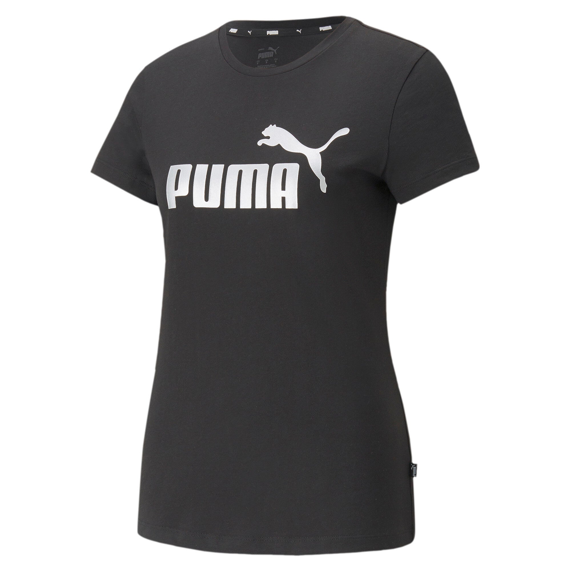 Puma essentials+ metallic logo tee in purple - Front View