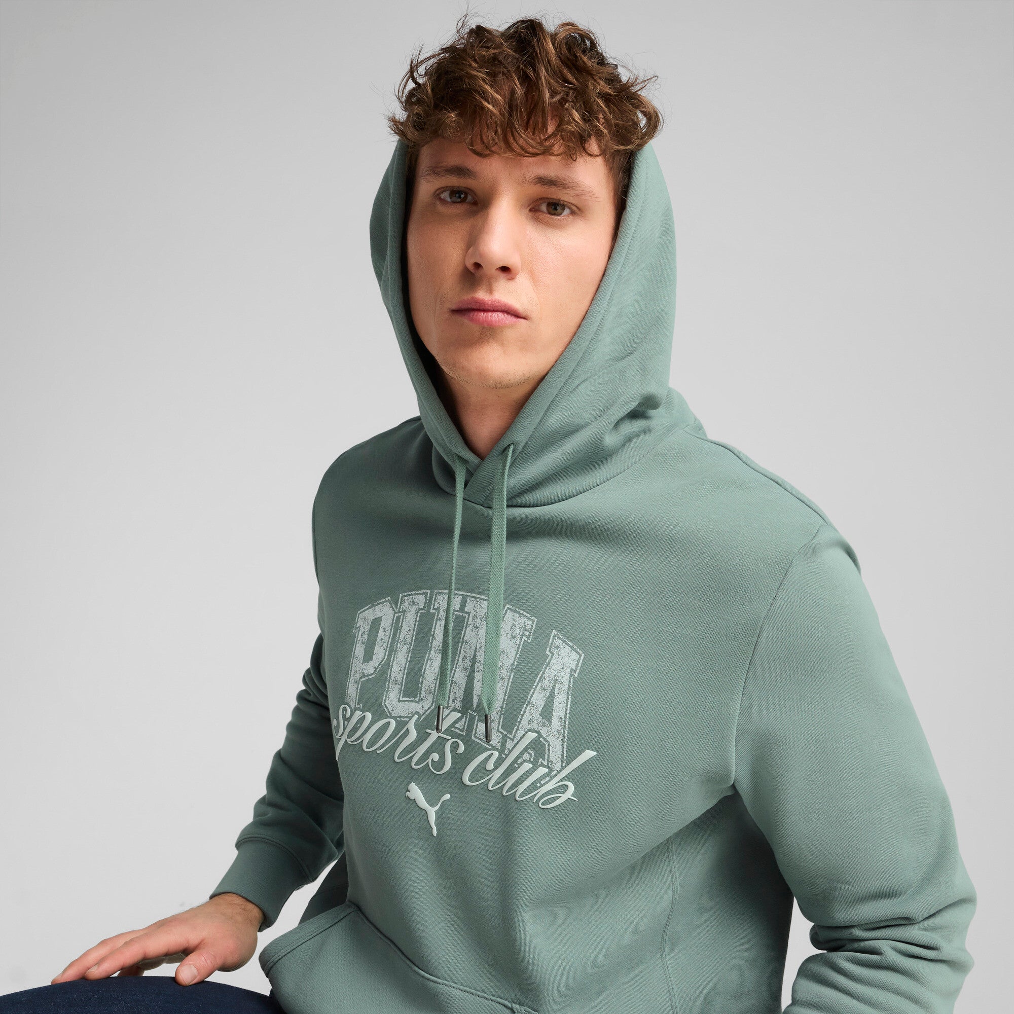 Puma class hoodie in green moon - Model Shot 02