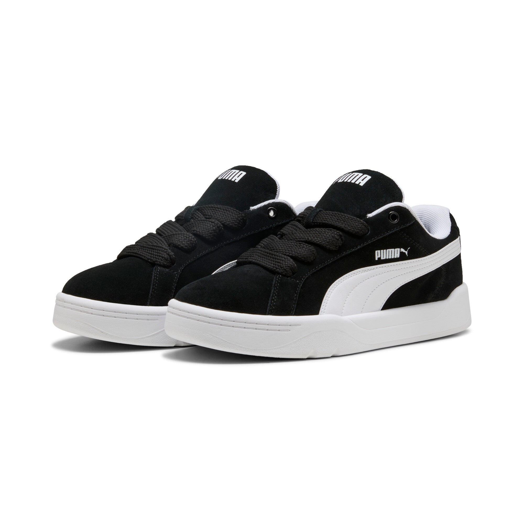 Puma park lifestyle easy suede sneakers in black and white - Front View