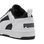 Puma rebound v6 low sneakers in black and white - Back View