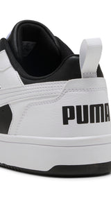 Puma rebound v6 low sneakers in black and white - Back View