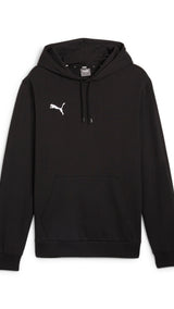 Puma teamGOAL casuals football hoodie in black and white - Front View