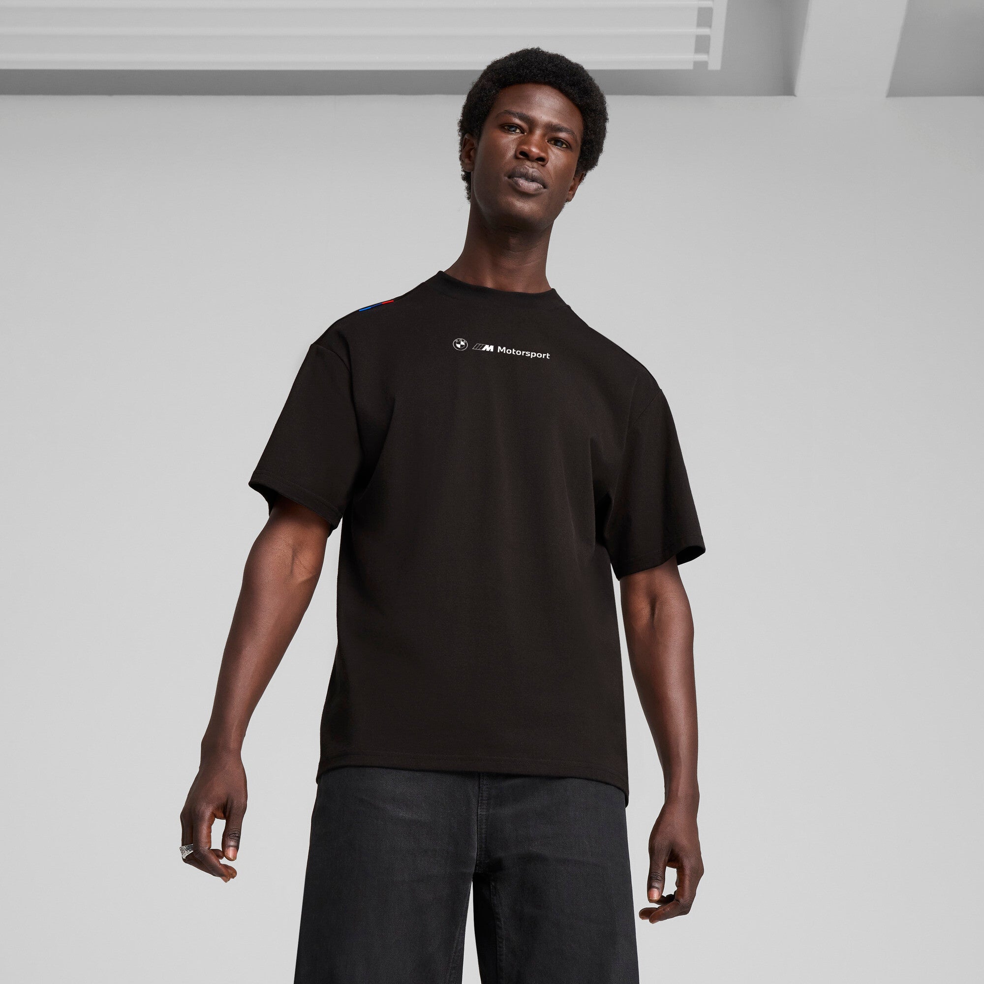 Puma BMW M motorsport lifestyle car graphic tee in black - Model Shot 01
