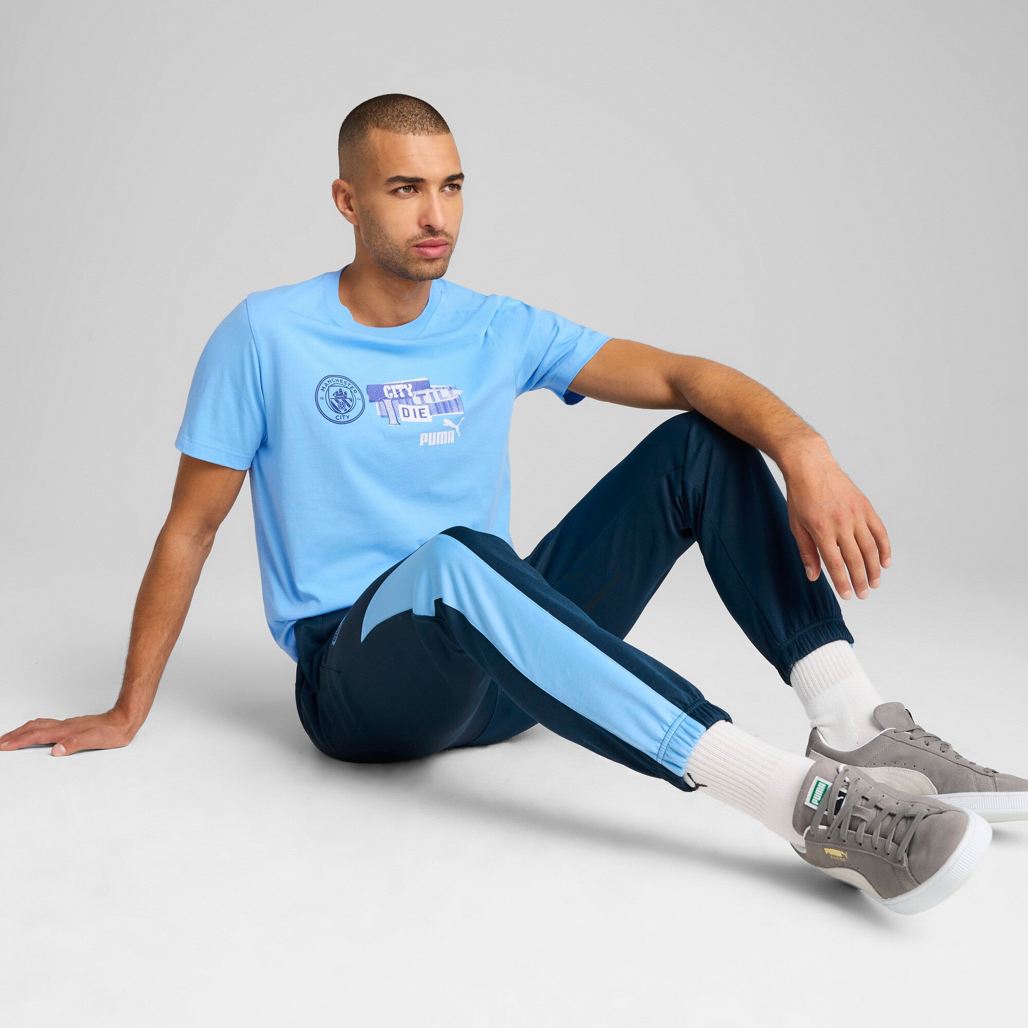 Puma football manchester city ftblNRGY tee in blue - Model Shot 03
