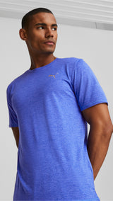 Puma run favourite heather running tee men in blue - Model Shot 01