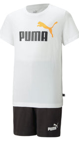 Puma jersey youth shorts set in white - Front View