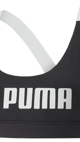 Puma fit mid impact training bra in black - Front View