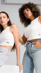 PUMA WARDROBE ESSENTIALS ribbed crop top - white