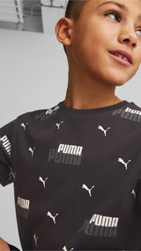 Puma essentials+ logo power printed tee youth in black - Model Shot 02