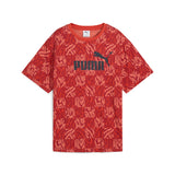 Puma ESS graphic relaxed tee in red fire - Front View
