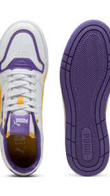 Puma court classic street sneakers in white and yellow s - Side View 02