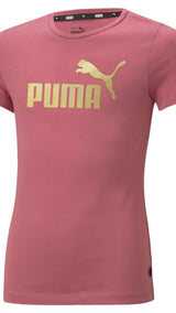 Puma essentials+ logo tee in purple - Front View