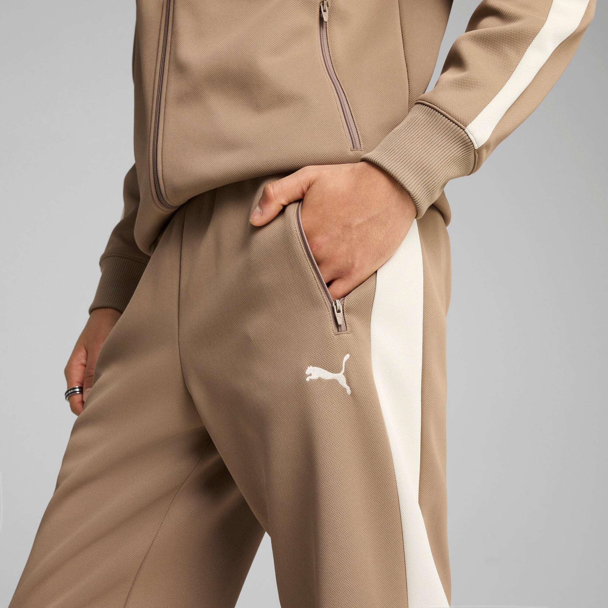 Puma T7 always on track pants in brown - Model Shot 02