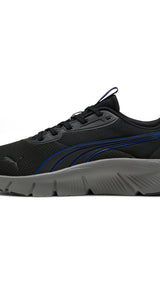 Puma Flexfocus lite modern woven running shoes in black and vivid blue - Side View 01