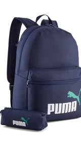 PUMA phase 20L backpack set in navy — front view
