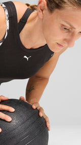 Puma tropical graphic crop tank in black - Model Shot 02