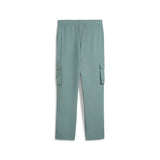 Puma essentials small no. 1 logo woven cargo pants in green moon - Back View