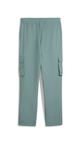 Puma essentials small no. 1 logo woven cargo pants in green moon - Back View