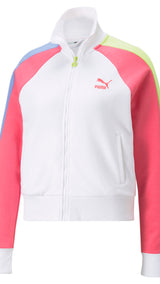 Puma t7 block track jacket women in white - Front View